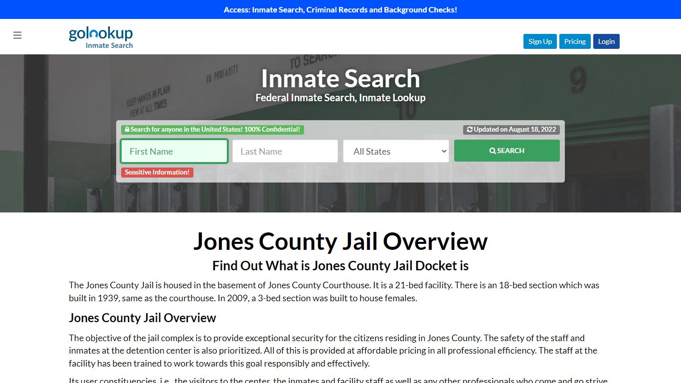 Jones County Jail, Jones County Jail Docket - GoLookUp